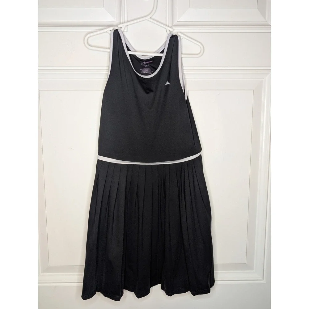 Tommy Bahama Active Girls Athletic Dress Cutout Black White Pleated Medium
